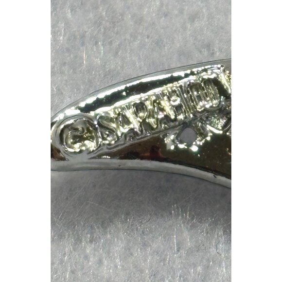 Sara Coventry MARKED Silver-Tone Crescent Moon Brooch With Lattice Design - Picture 5 of 9